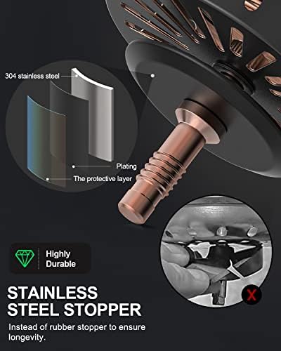 BOTEMY B9171 Copper Kitchen Sink Drain Kit 3 1/2 Sink Strainer - Image 3