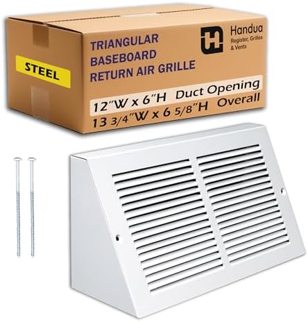 Fits 12x6 Duct Opening | Steel Triangular Baseboard Return Air Grille by Handua by Handua