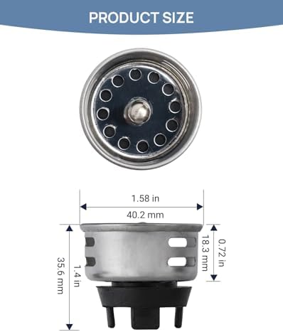 Small Basket Strainer for 2-inch Sink Drain, Bar/rv Sink Strainer, 2 Pack - Image 2