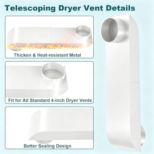 Periscope Dryer Vent, 9.5-14.5" Telescoping Dryer Vent Stainless Steel - Image 4
