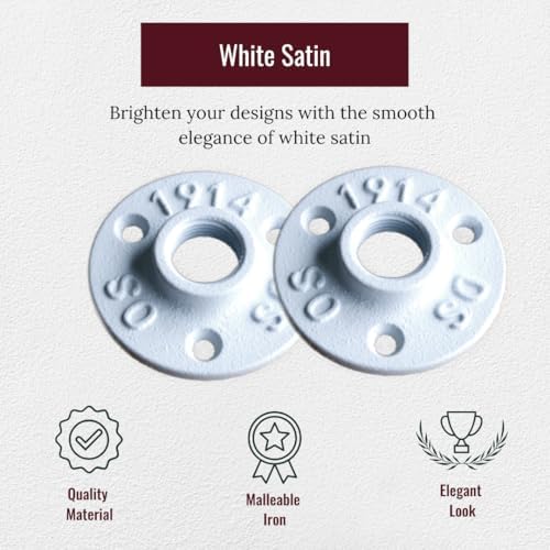 1/2" FLANGE Industrial Threaded Black Iron Pipe Fittings; White Satin Finish - Image 2