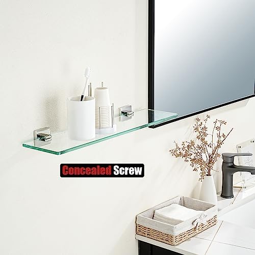 JQK Bathroom Glass Shelf, Floating Tempered Glass Shower Storage 20 by 5 inches - Image 5