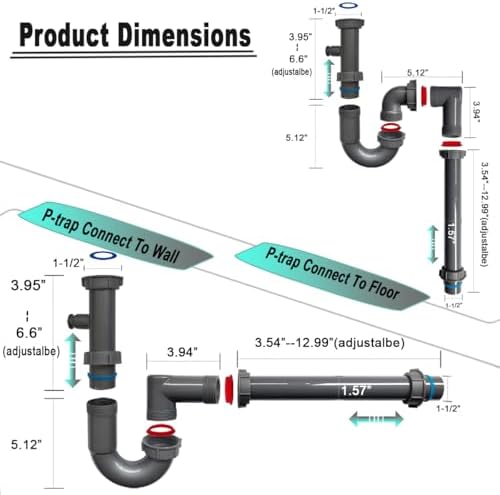1-1/2" Sink Drain Trap Plumbing Kit - Image 2