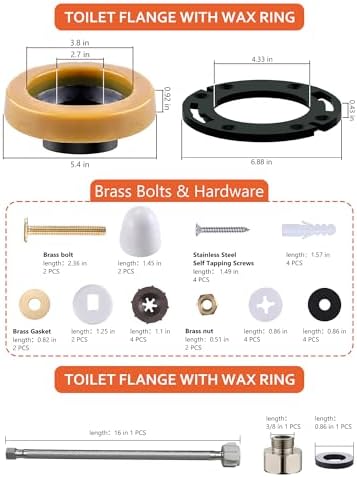 Toilet Wax Ring Kit with Flange and 16in Supply Line - Image 3