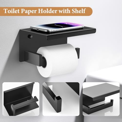 TURS Bathroom Hardware Set Black 4-Piece Towel Bar Set Include 24 Inch Towel - Image 4