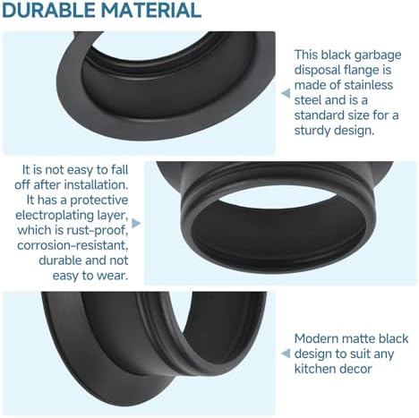 Kitchen Sink Garbage Disposal Flange FLG-MTBLK Putty-Free Rubber Gasket Kit - Image 5