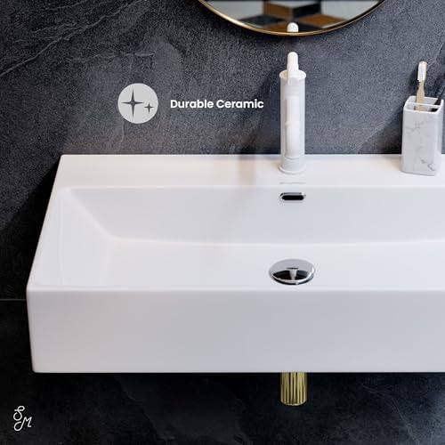 Claire 30" Rectangle Wall Mount Bathroom Sink in Glossy White - Image 4