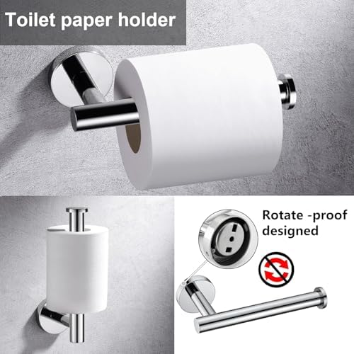 6 Pieces Polished Chrome Bathroom Hardware Accessories Set, SUS304 Stainless - Image 4