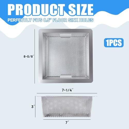 8.5x8.5x3 Inch Stainless Steel Commercial Floor Drain Strainer Bar Buffet - Image 2