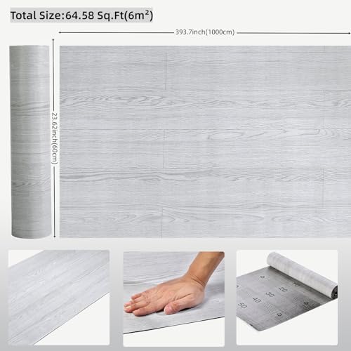 3D Peel and Stick Floor Tile Vinyl Roll Wood Plank Sticker 23"x393"/64 Sq.Ft - Image 4