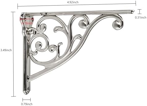Khtumeware 2 Pack Brushed Satin Nickel Shelf Bracket 5 Inch, Decorative Brackets - Image 2