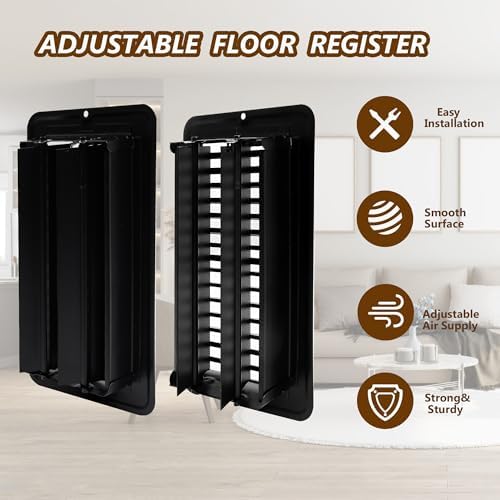 4" X 8" Floor Register 4 Pack Black Floor Vent Covers Heavy Duty Floor Vent - Image 4