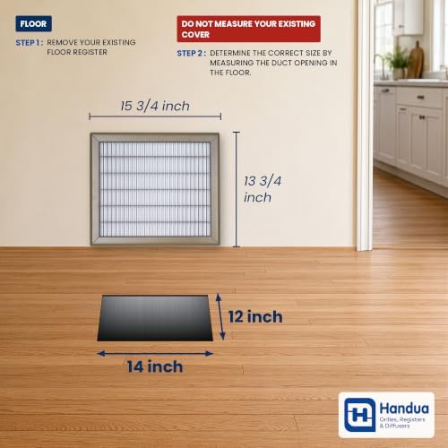 Fits 12x14 and 14x12 Duct Opening | Return Air Floor Grille by Handua | - Image 2