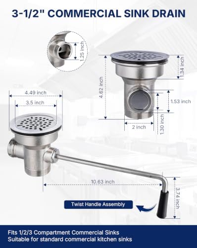 3-1/2" Commercial Sink Drain - Image 4
