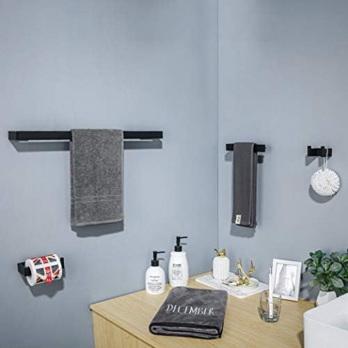 4 Pieces Bathroom Hardware Accessories Set Black Towel Bar Towel Holder Robe - Image 6