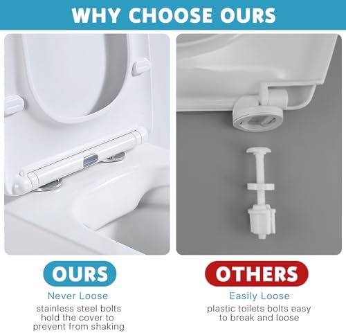 Supkiir 4Pcs Toilet Seat Bolts and Screws, Quick Release Top Hinge Fixings - Image 7