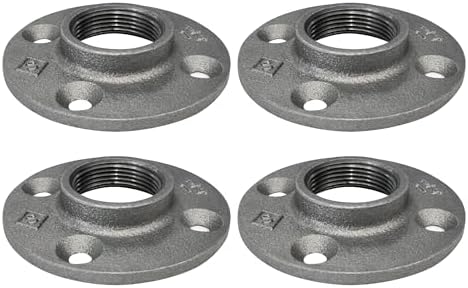 PIPE DECOR 1-1/4" Malleable Iron Floor Flange 4 Pack, Industrial Steel Grey by PipeD%C3%A9cor