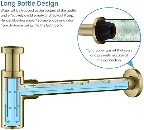 KIBI Round Bottle Trap for Bathroom Sink | Decorative Brass Basin Sink Waste - Image 6