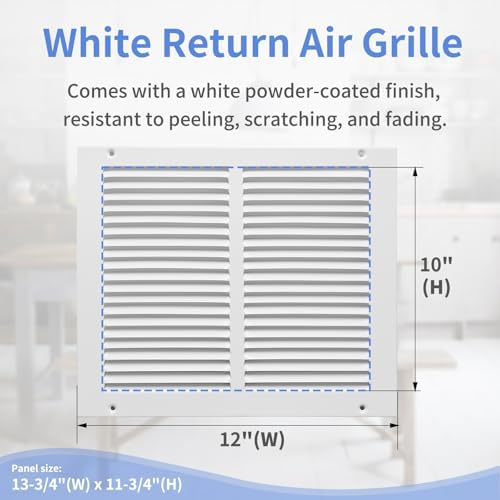 Howeall 12"W x 10"H Steel Return Air Grille, Air Return Vent Cover - Image 3