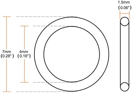 uxcell Silicone O-Rings, 7mm OD 4mm ID 1.5mm Width VMQ Seal Gasket - Image 4