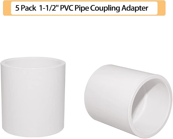 5PCS 1-1/2" PVC Pipe Coupling Slip SCH40 White | Connector Adapter Pipe Fitting - Image 2