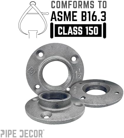 PIPE DECOR 1-1/2" Malleable Iron Floor Flange 4 Pack, Industrial Steel Grey - Image 2