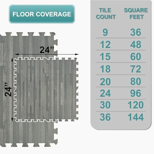 Sorbus Interlocking Wood Grain Foam Floor Tiles - Image 2
