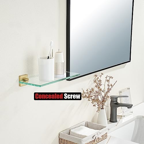 JQK Bathroom Glass Shelf Gold, Tempered Glass Shower Storage 12 by 5 inches - Image 5