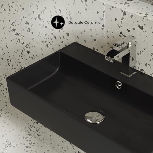 Claire 22" Rectangle Wall-Mount Bathroom Sink in Matte Black - Image 5