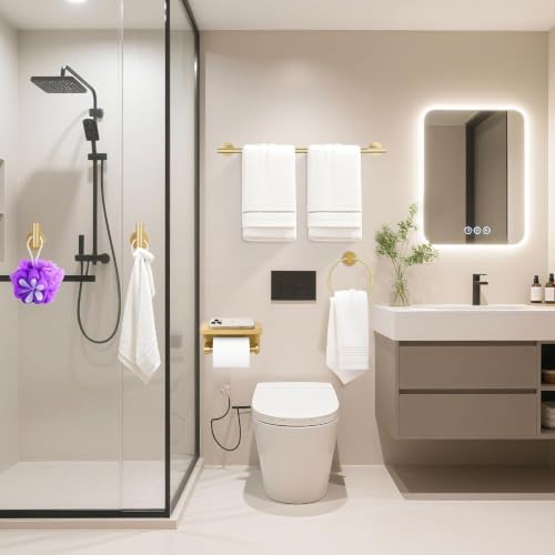 5 Pieces Brushed Gold Bathroom Hardware Accessories Set, SUS304 Stainless Steel - Image 2