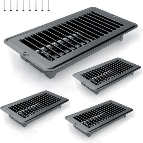 4" X 8" Floor Register 4 Pack Gray Floor Vent Covers Heavy Duty Floor Vent by SelNatural