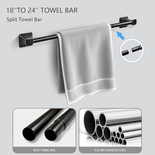SUS304 Stainless Steel Bathroom Hardware Set, 5-Piece Matte Black Wall Mounted - Image 4