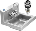 BIEAMA NSF 17" x 15" Commercial Hand Sink, 304 Stainless Steel Wall Mount by BIEAMA