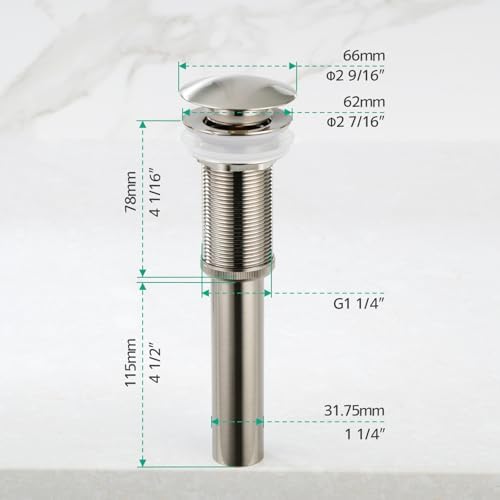 Lefton Pop-up Bathroom Sink Drain Stopper Without Overflow - Image 2