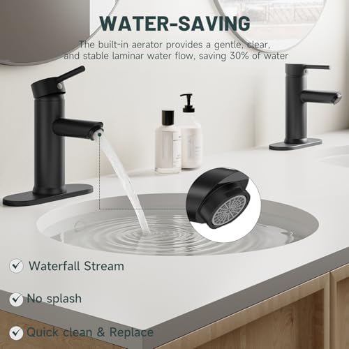 2 Pack Bathroom Faucet for 1 or 3 Holes, Matte Black - Image 6