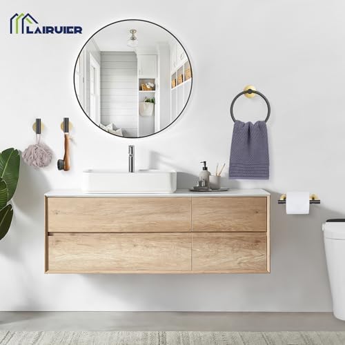 Black Gold Bathroom Hardware Set, Toilet Paper Holder, Towel Ring & Hooks - Image 7