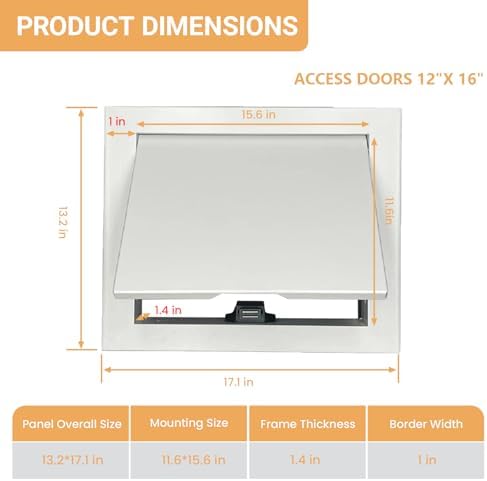 Access Panel for Drywall, 12 x 16 inch Wall Hole Cover Aluminum Alloy White - Image 2