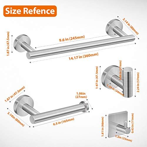 Tudoccy 5-Piece Brushed Nickel Bathroom Hardware Set, 16in SUS304 - Image 7