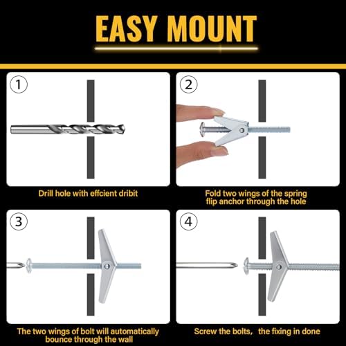28PCS Toggle Bolts Wing Nuts Heavy Duty Hollow Wall Anchors 3 Sizes - Image 4