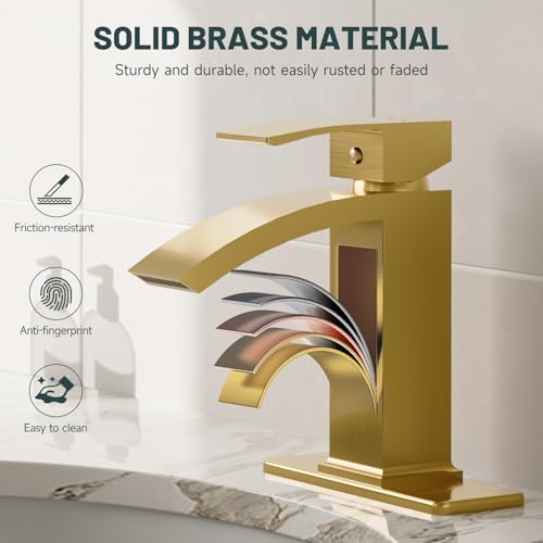Brushed Gold Waterfall Bathroom Faucet - Image 4