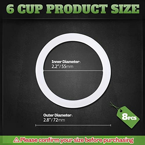 8 Pcs 6 Cups Replacement Food Grade Silicone Gasket, - Image 2