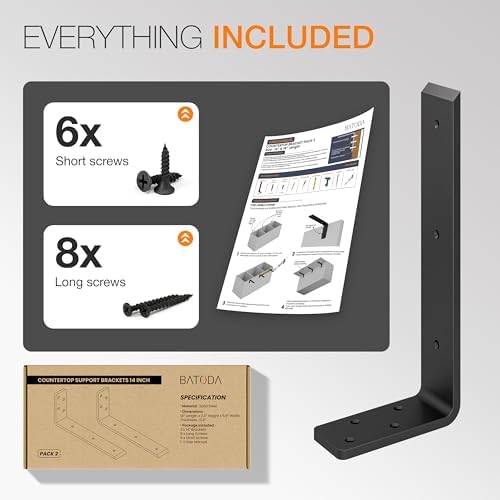 BATODA 14” Countertop Support Steel Brackets, Heavy Duty L Bracket - Image 5