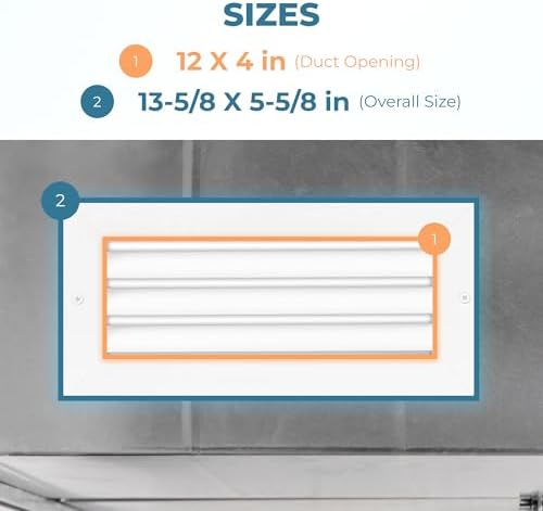 Rustproof 12 x 4 Inch Aluminum Vent Cover – Quiet Return Air Grille - Image 3