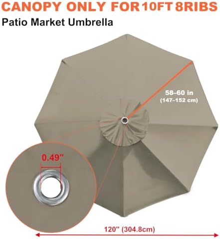 EliteShade USA 10FT Patio Umbrella Replacement Covers 8 Ribs Market Umbrella - Image 3