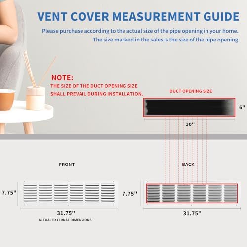30x6 Return Air Grille, Air Return Vent Cover, AC Vent Cover, 30x6 Cold Air - Image 3