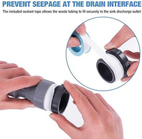 NiHome Kitchen Sink Drain Kit P-Trap 1-1/2" 1-1/4" Flexible Pipe - Image 6