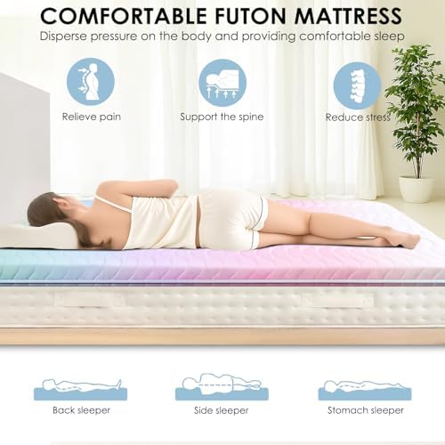 SCHNAUZER HOME Japanese Futon Floor Mattress Twin 3.5" Thick Rainbow - Image 3