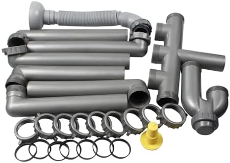 Talea Three Kitchen Sinks Drain Pipe Kit Flexible Drain Pipe Rear Hard Tube - Image 2