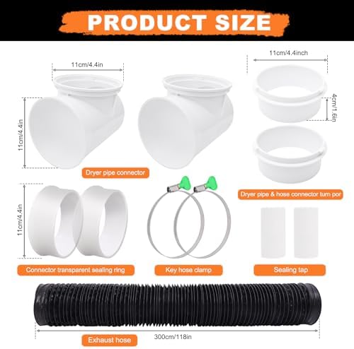 Dryer Vent Hose Connector Kit, 90 Degree Dryer Vent Elbow+10ft 6-Layer Flexible - Image 3