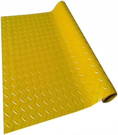 Garage Floor Mat Yellow 1.5×17m, Diamond PVC Garage Flooring Roll, Non-Slip by Unknown